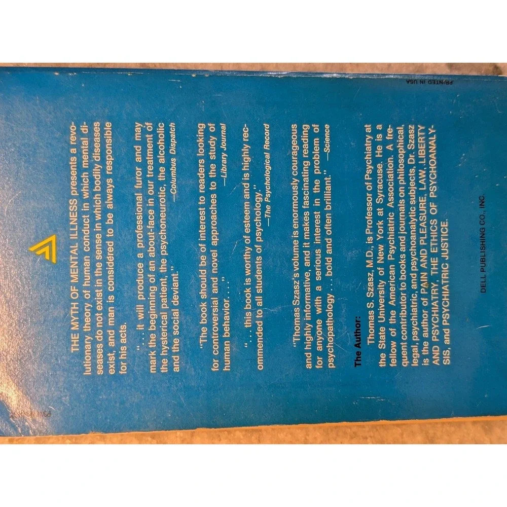 The Myth of Mental Illness Thomas S Szasz M.D. Delta Books Paperback